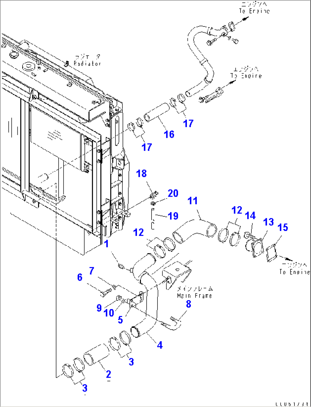 COOLANT LINE (LOWER TANK LINE)(#11001-)