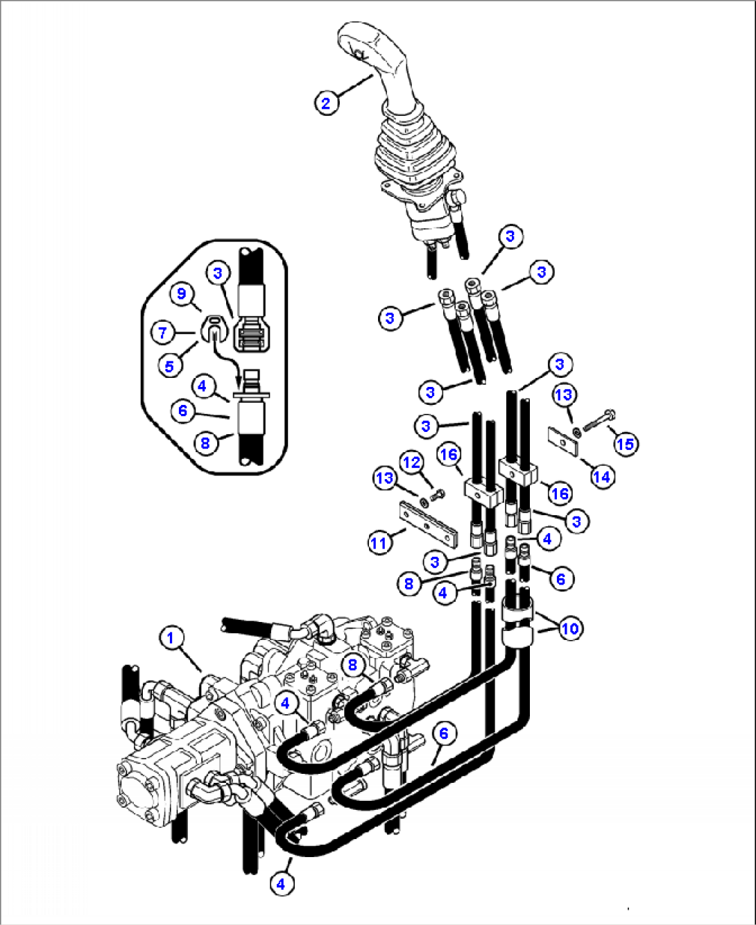 H3010-01A15 HYDRAULIC PIPING - SUPER FLOW LEFT LEVER LINES