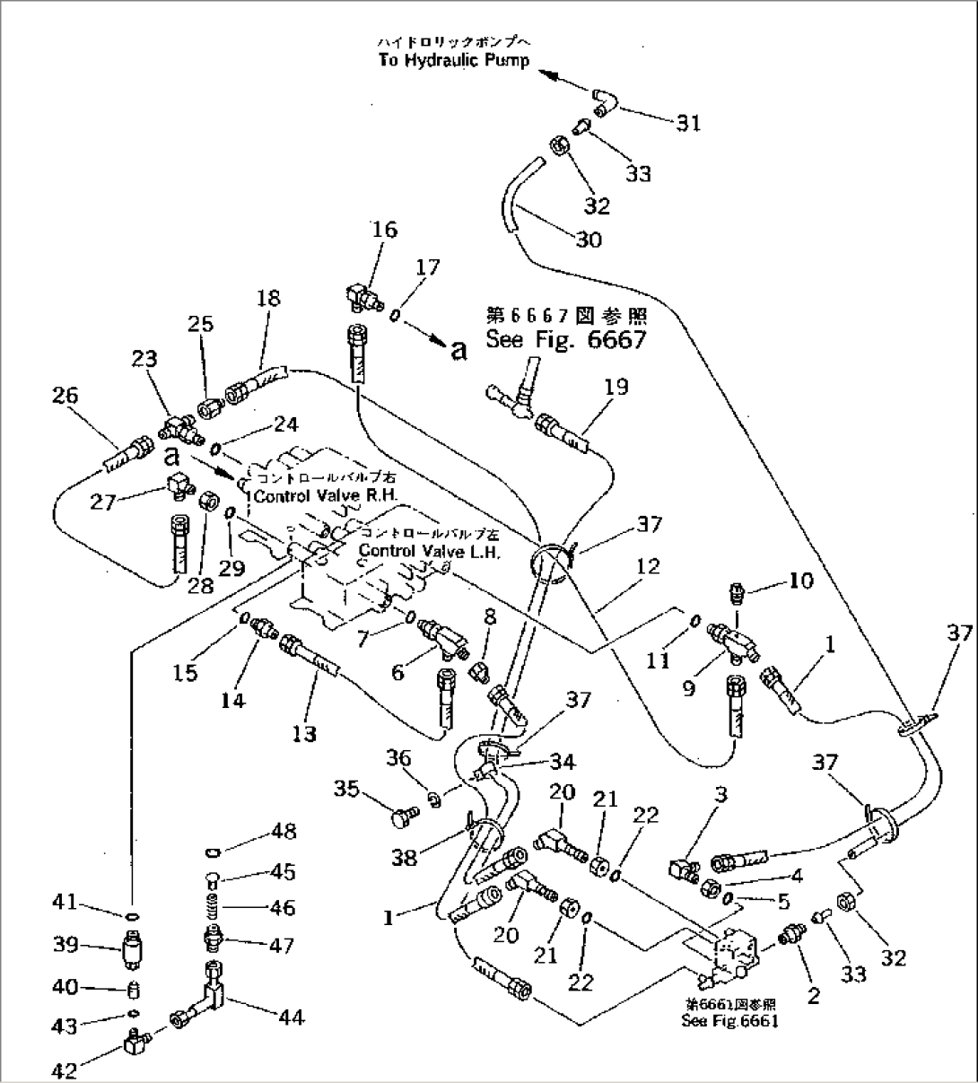 HYDRAULIC PIPING (FOR TRAVEL) (SOLENOID VALVE TO/FROM CONTROL VALVE) (WITH OLSS)(#1601-1641)