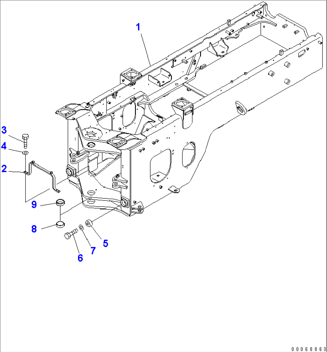 REAR FRAME (FOR ADDITIONAL COUNTER WEIGHT AND POWER TRAIN GUARD)(#70001-)