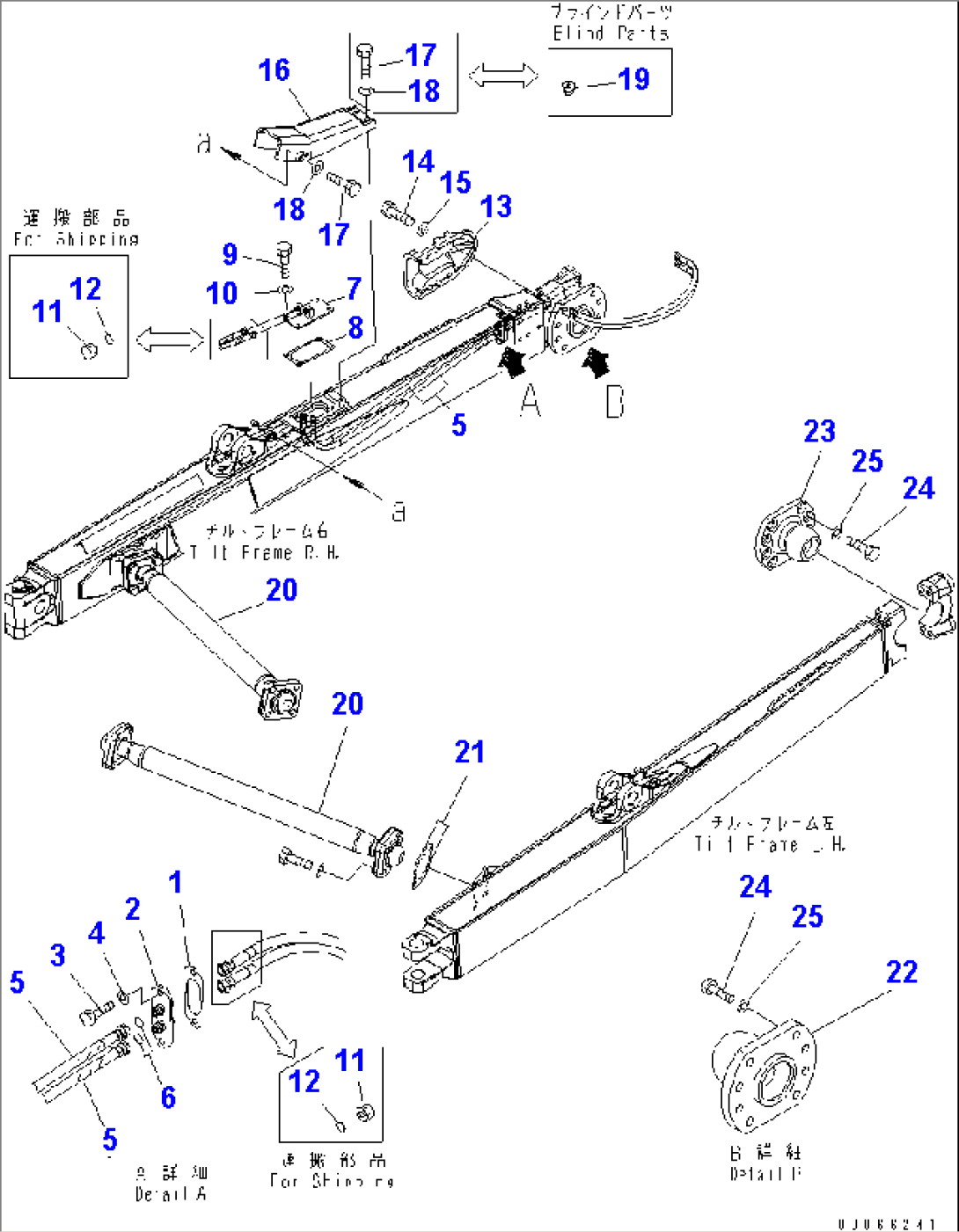 DOZER FRAME (BLADE TILT PIPING AND ARM¤ TRUNNION)(#20001-)