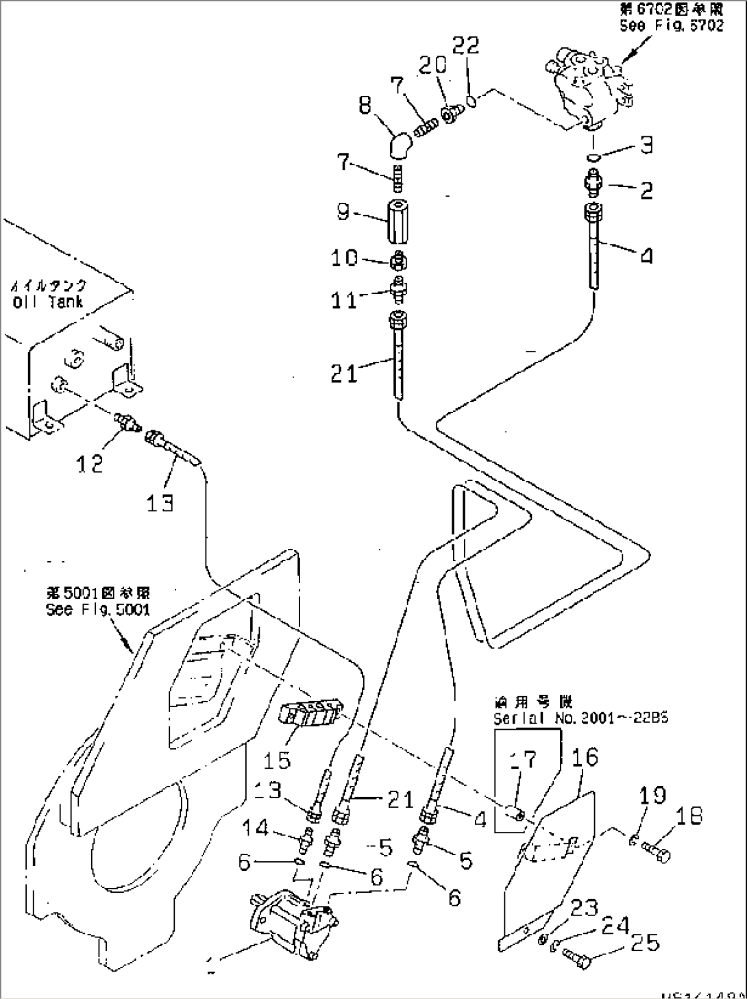 HYDRAULIC PIPING (VIBRATION MOTOR LINE) (1/2)(#2001-2700)