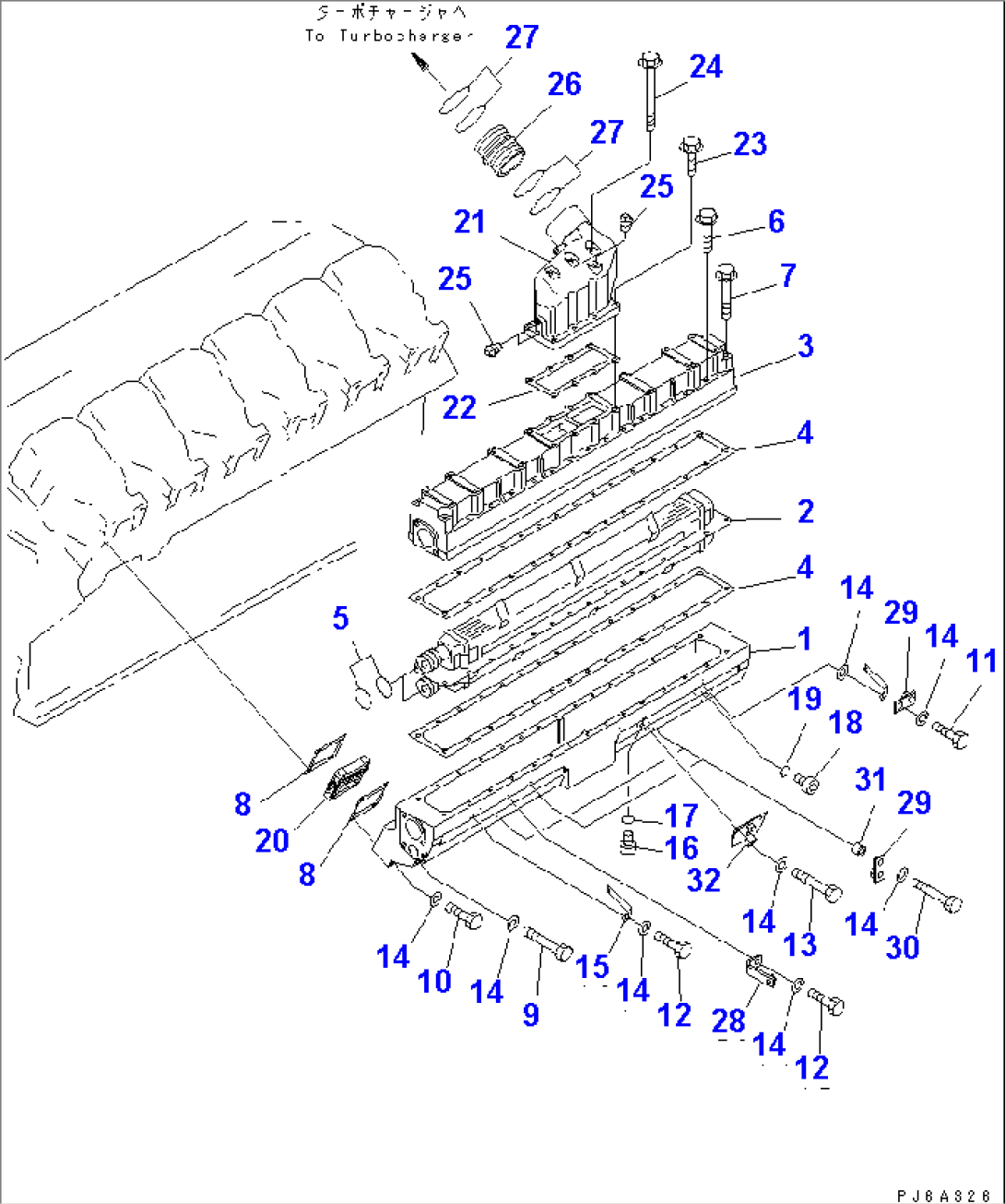 AIR INTAKE MANIFOLD AND AFTER COOLER (L.H. BANK) (COLD TERRAIN SPEC.)(#13120-)