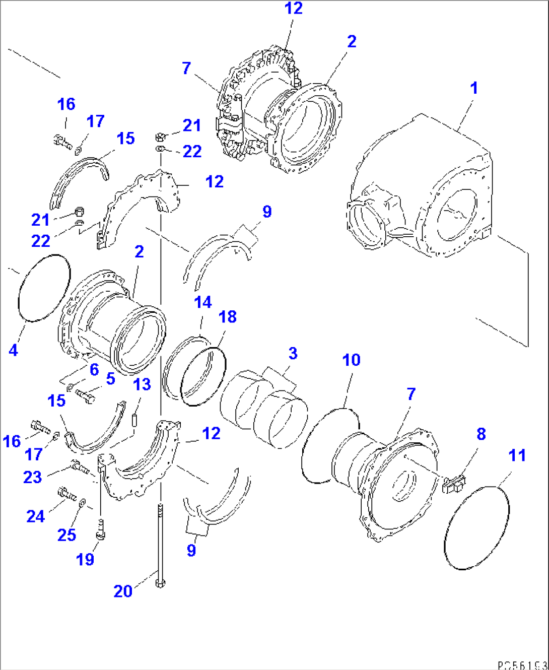 FINAL DRIVE CASE (1/2) (DIF. LOCK TYPE)(CAGE SECTION O-RING WITH 2-PIECIES CAP TYPE)(#.-..)