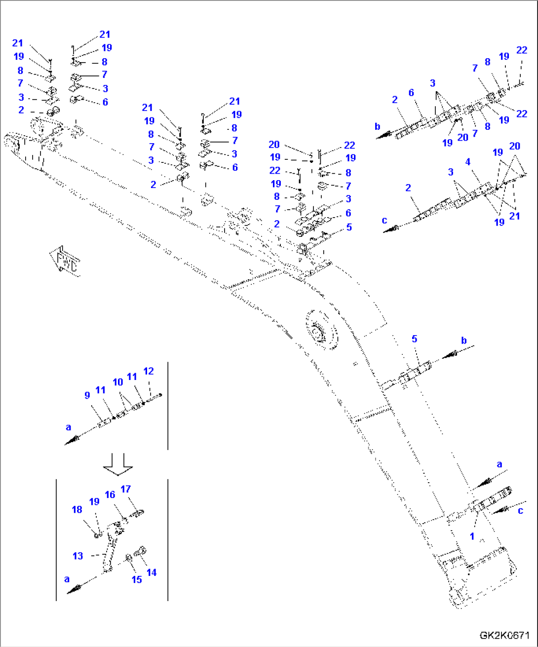 ONE-PIECE BOOM - TWO ATTACHMENTS (CLAMPS)