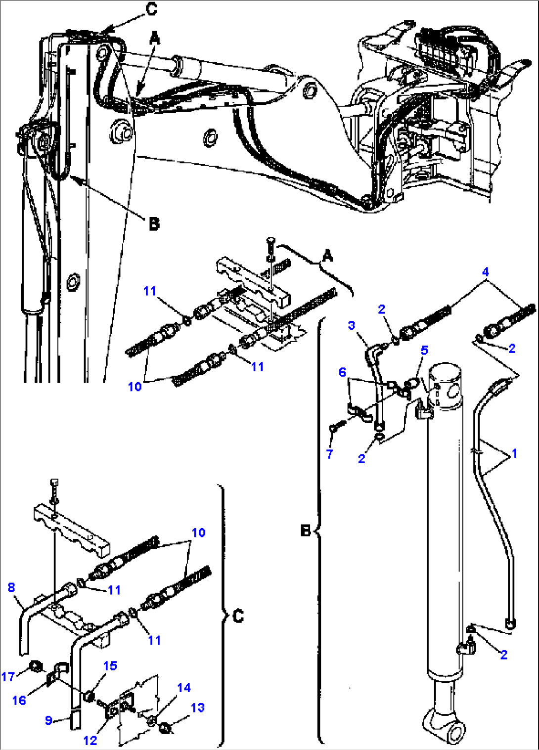 FIG. H6770-02A0 HYDRAULIC PIPING - (BUCKET CYLINDER)(FOR JIG ARM)