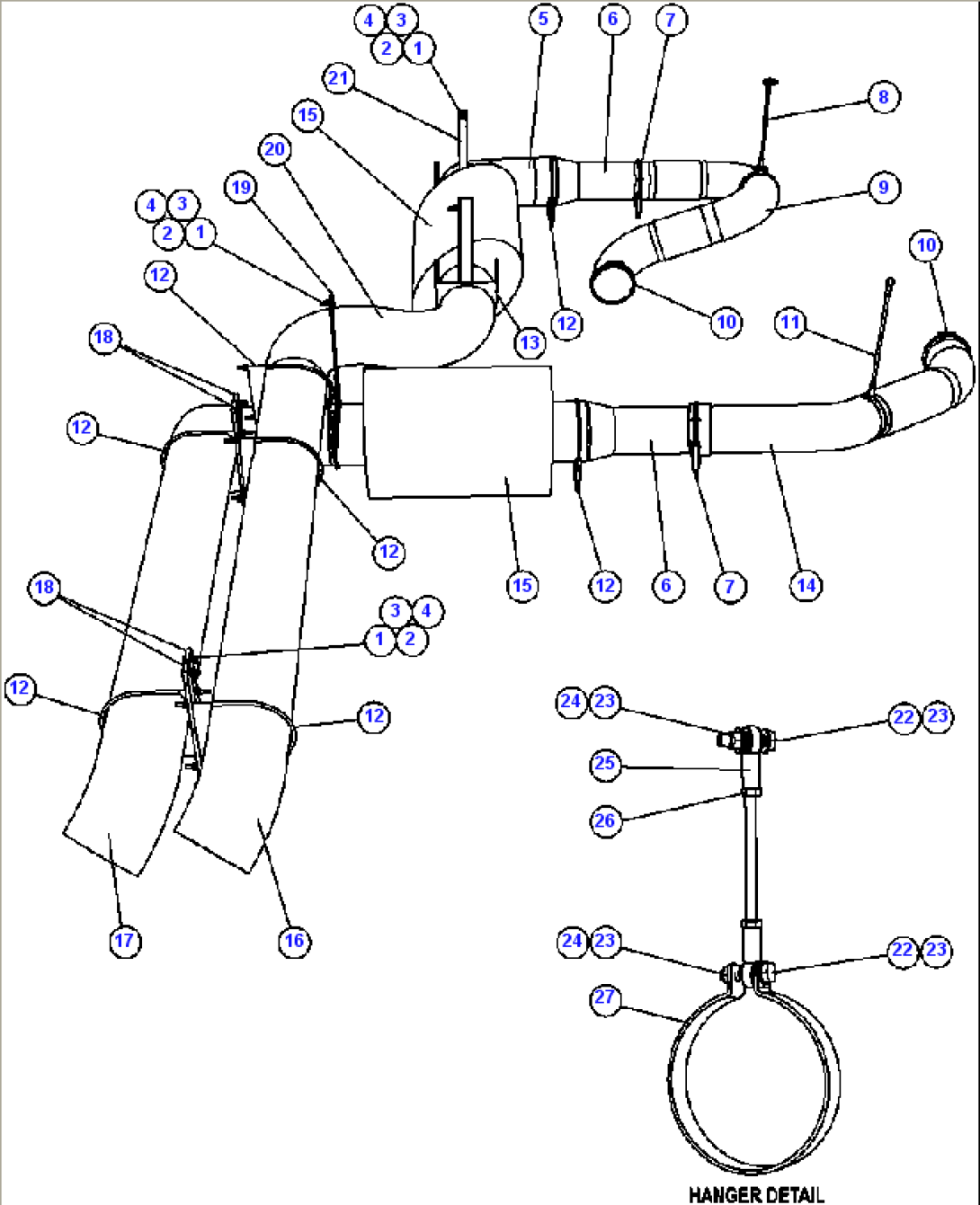 EXHAUST PIPING (S/N A30485 & UP)