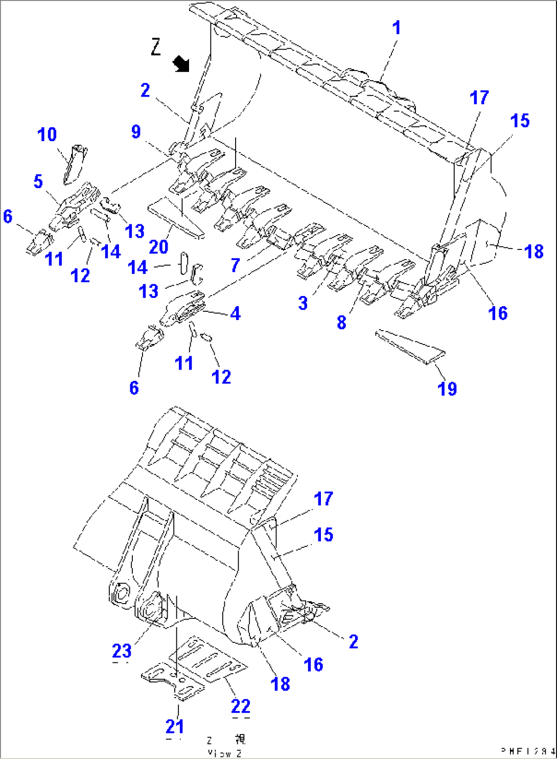BUCKET¤ 10.5M3 (SPADE NOSE) (WITH ZIPPER LIP) (CHOCK TYPE)(#10501-)