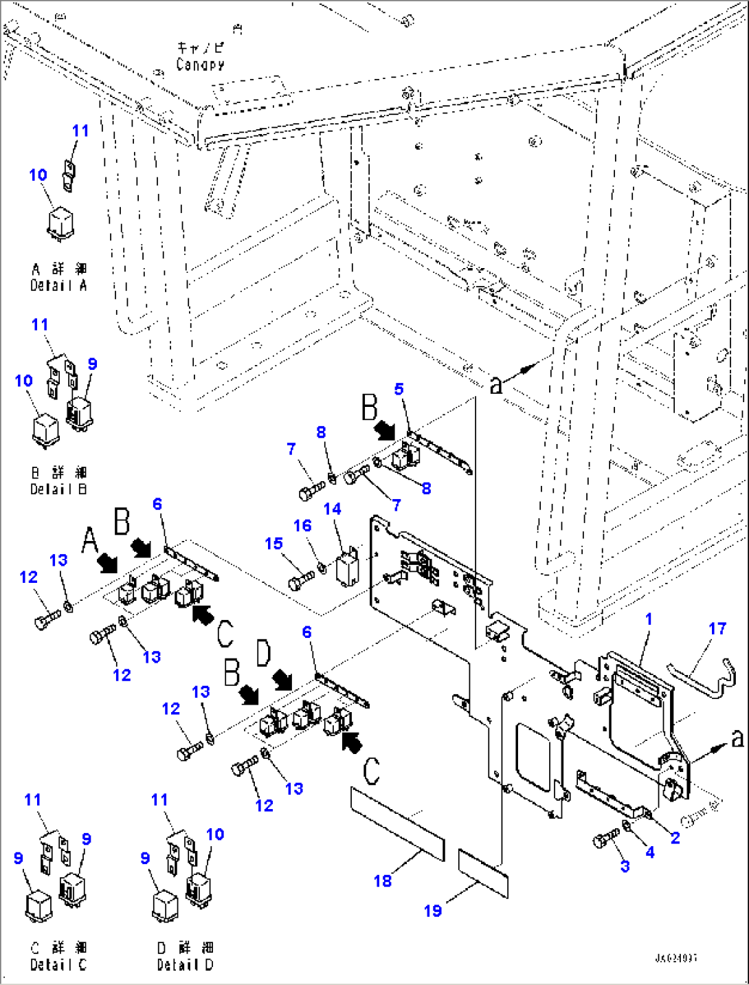 Floor Frame, Floor Wiring Harness Mounting (#1001-)