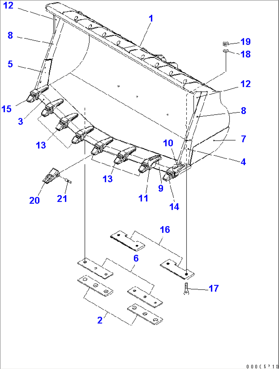 SPADE NOSE BUCKET 4.3M3 (TIP TOOTH)(#55001-)