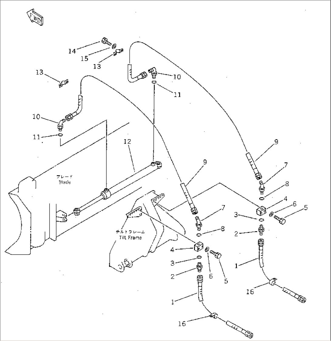 SIDE SHIFT¤ PITCH AND ANGLE SNOW PLOW (SIDE SHIFT CYLINDER LINE) (WITH POWER TILT)(#30001-)