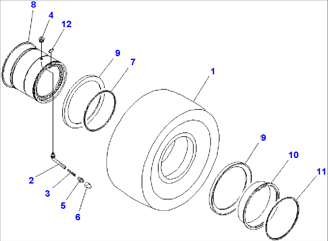 TIRE AND RIM (29.5-25-L4) (22PR) (TUBE LESS) (5-PIECE)(#55001-)