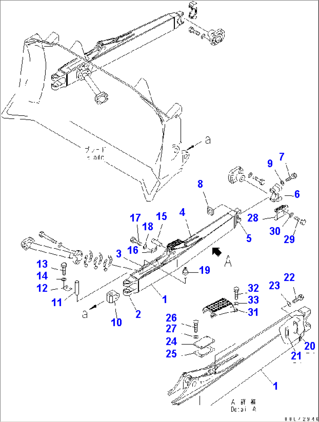 DOZER FRAME (STRAIGHT TILT FRAME) (L.H.)(#35001-)