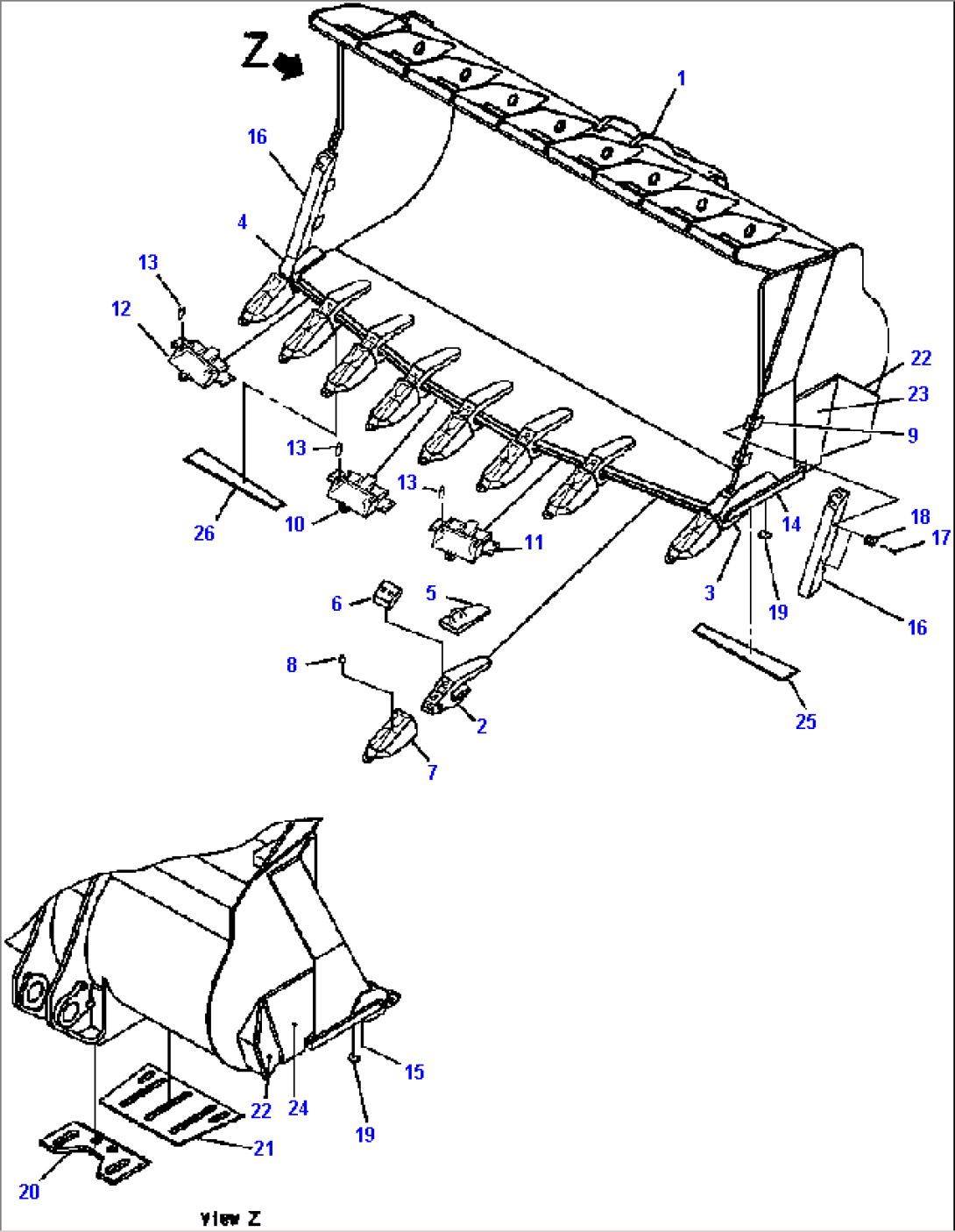 T4120-01A2A BUCKET, 13 CUBIC METERS WITH HENSLEY LIP SYSTEM