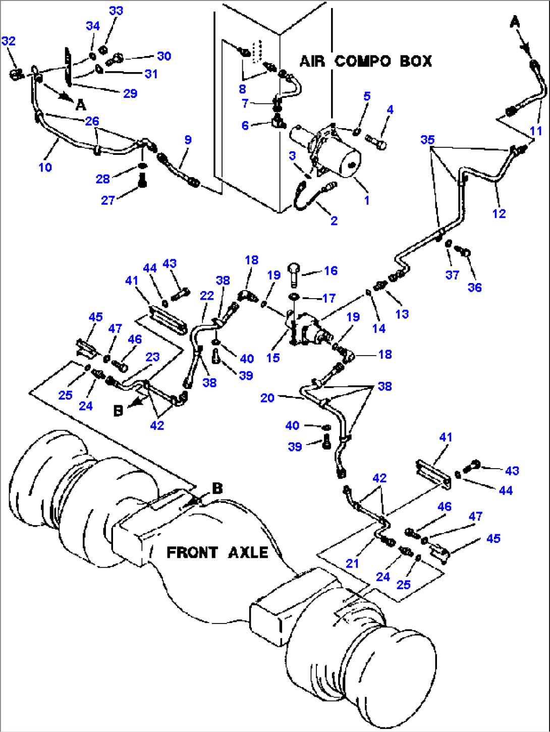 BRAKE OIL PIPING (2/3) CHAMBER TO FRONT WHEEL BRAKE