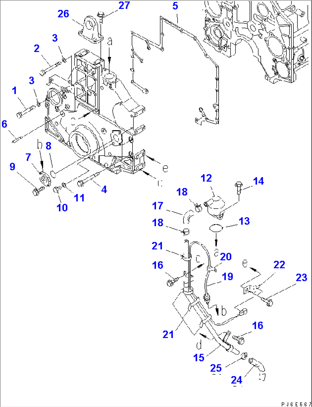 FRONT COVER MOUNTING AND BREATHER (FOR PC1800-6 REAR ENGINE)(#110813-)