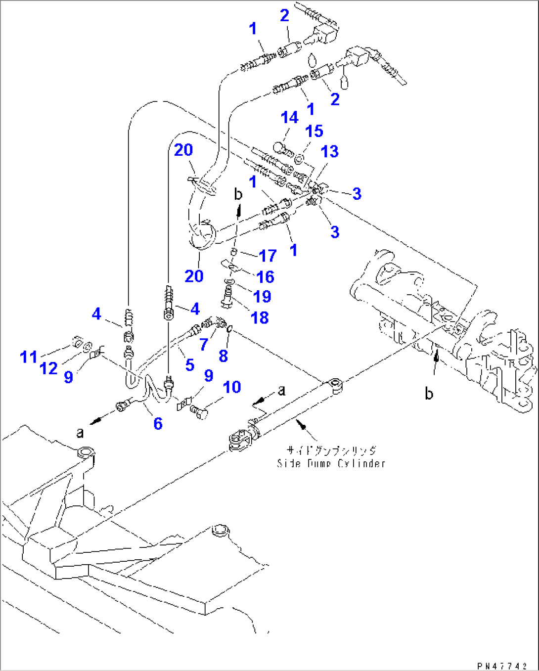 BOTH SIDE DUMP BUCKET (3/3) (HYDRAULIC PIPING)(#60001-)