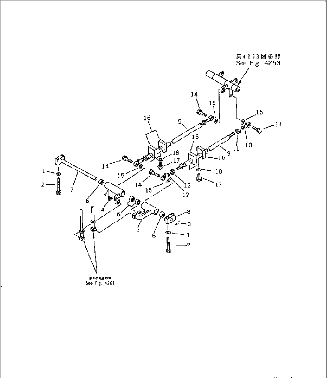 WORK EQUIPMENT CONTROL LINKAGE (1/2) (FOR ARM¤ SWING) (WITHOUT OLSS)(#1890-)