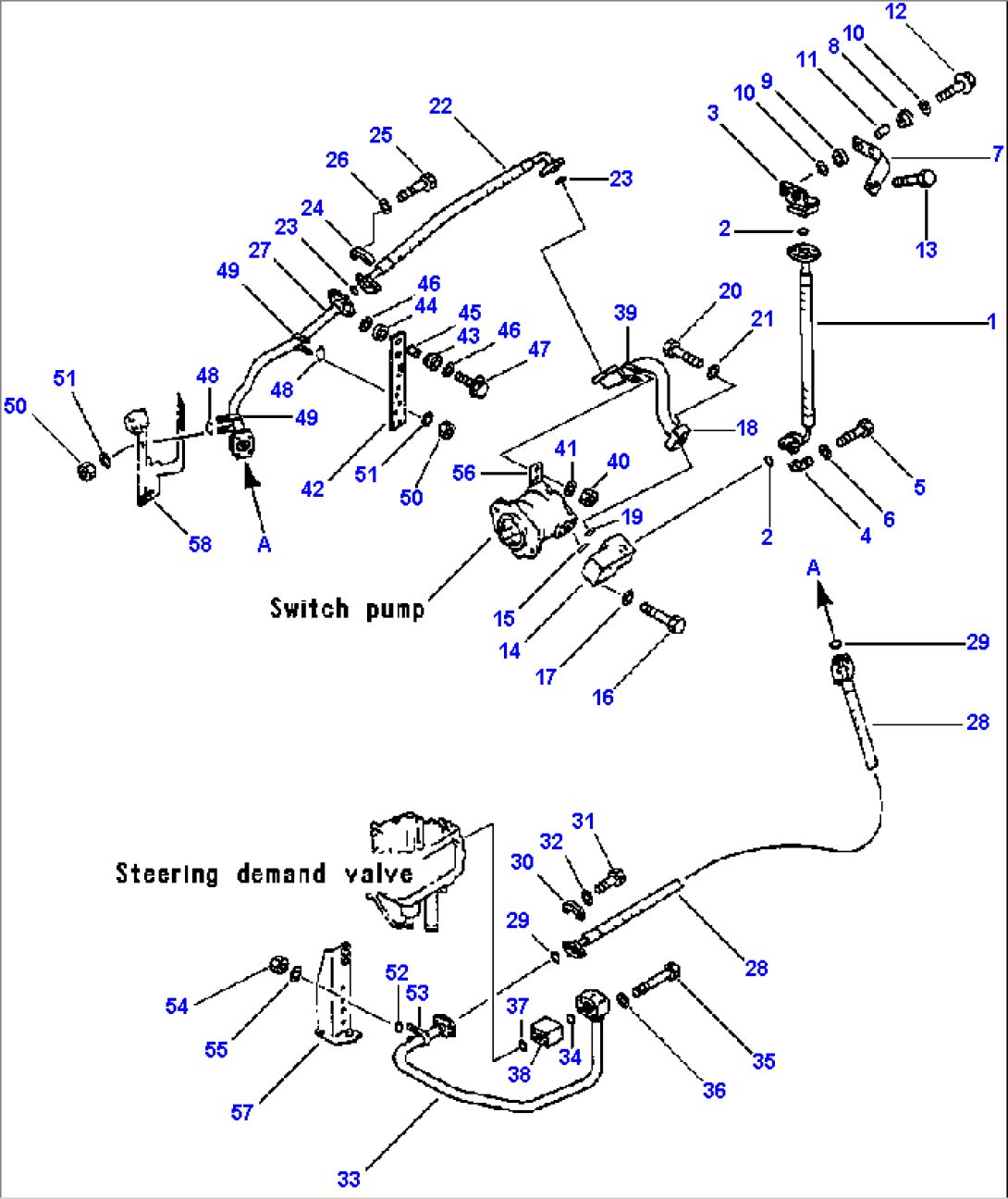 HYDRAULIC PIPING WORK AND SWITCH PUMPS TO STEERING DEMAND VALVE