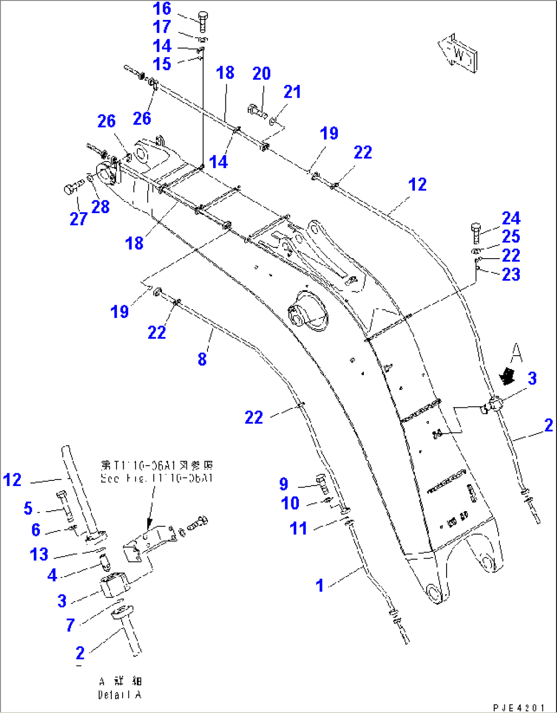 BOOM (7.1M) (BUCKET CYLINDER PIPING) (FOR BACKHOE)(#10001-10238)