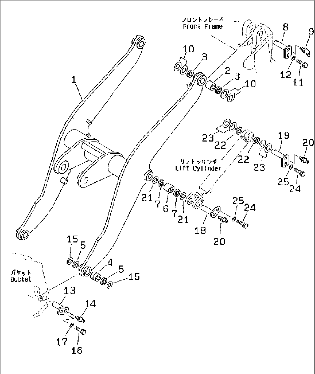 LIFT ARM (WITH FRONT ATTACHMENT) (WITH 3-SPOOL CONTROL VALVE)(#60001-)