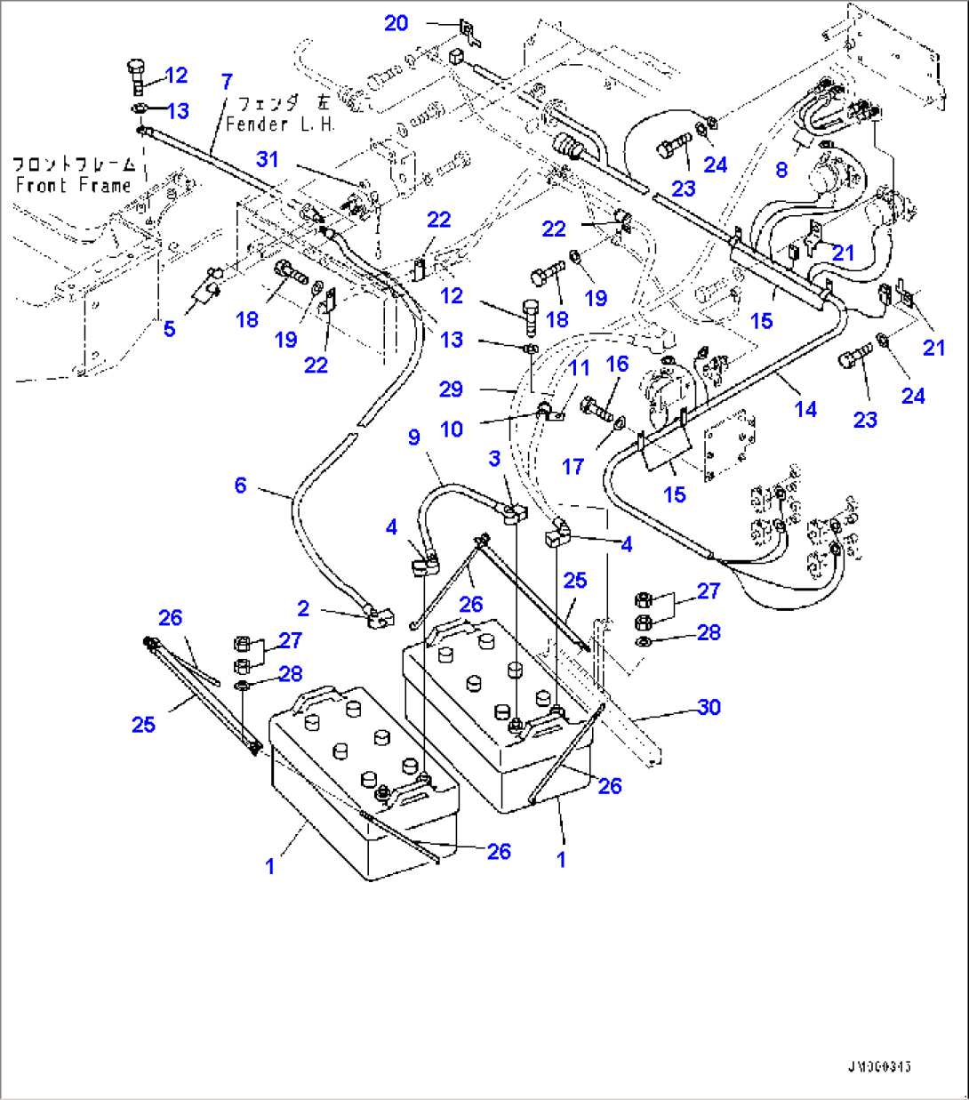 Battery and Battery Case Group, Battery and Wiring Harness (#2785-2939)