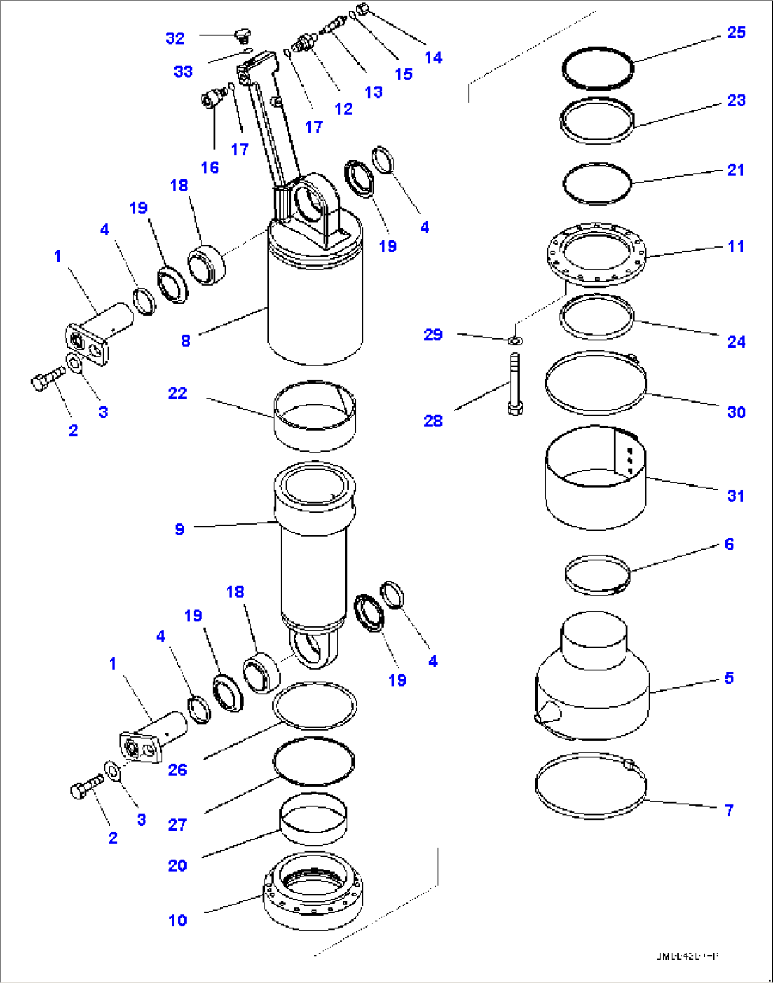 Front Suspension Cylinder, R.H. (#10001-)