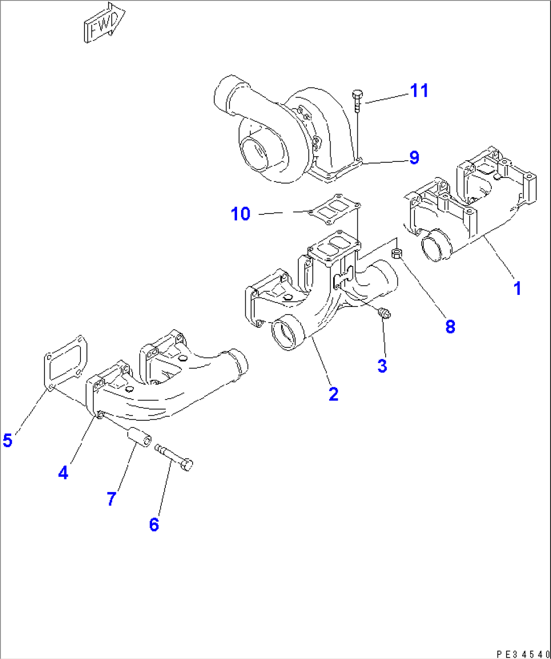 EXHAUST MANIFOLD AND TURBOCHARGER(#15714-)