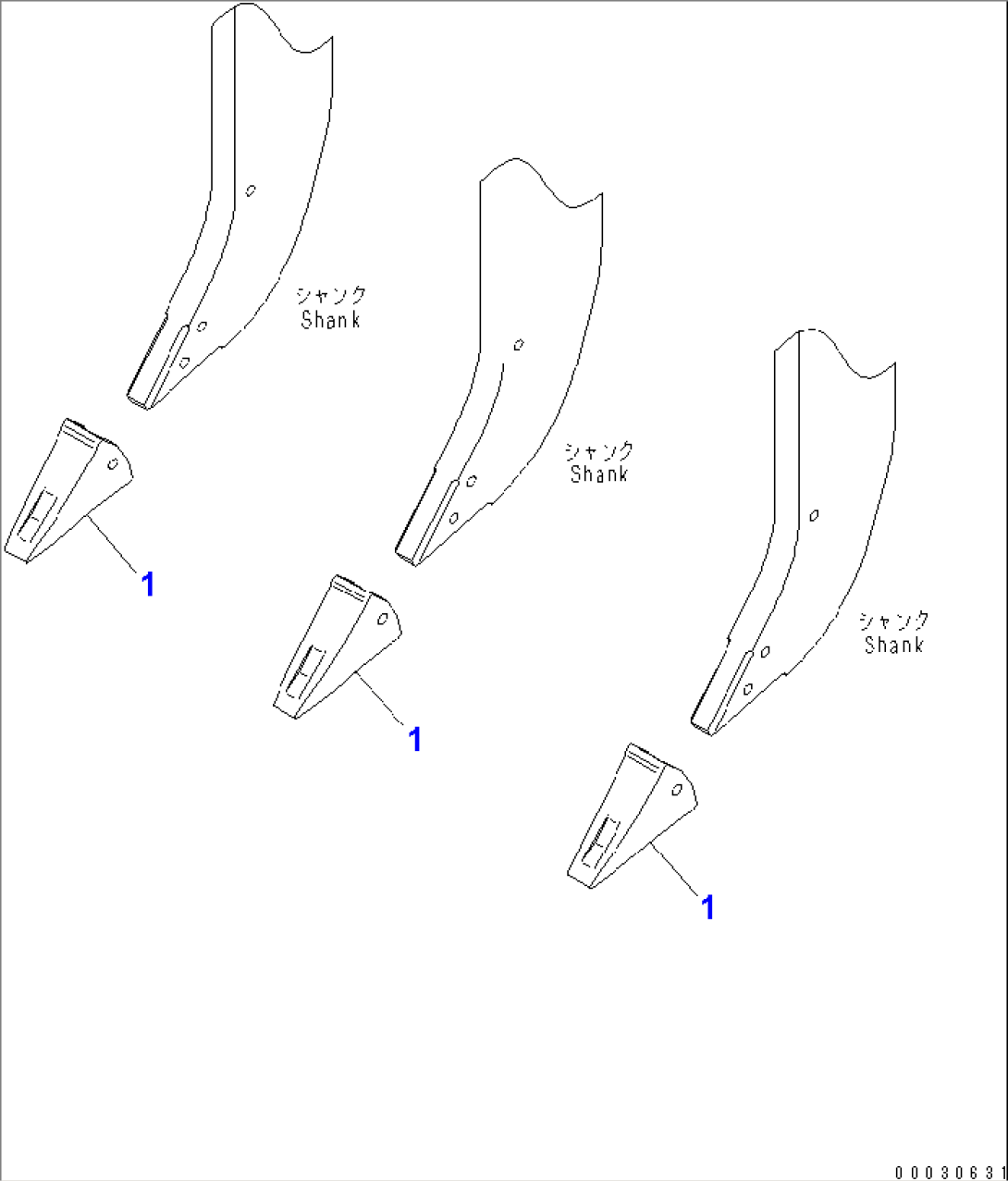 RIPPER POINT (FOR MULTI RIPPER) (YELLOW¤ REVERSIBLE)(#30001-)
