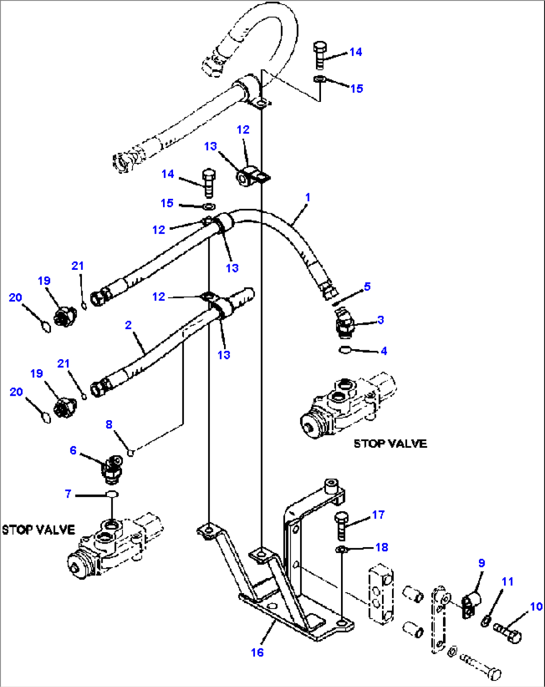 H4410-07A0 HYDRAULIC STEERING PIPING ORBITROL STEERING LINES AND MOUNTING BRACKET