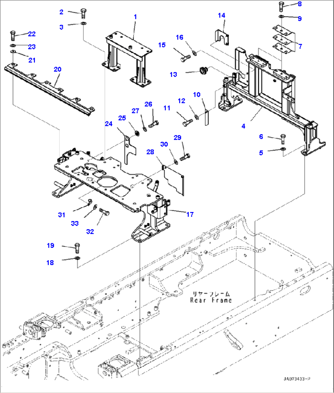 B0300-001003 KOMATSU DIESEL PARTICULATE FILTER (KDPF) AND SCR ASSEMBLY FRAME