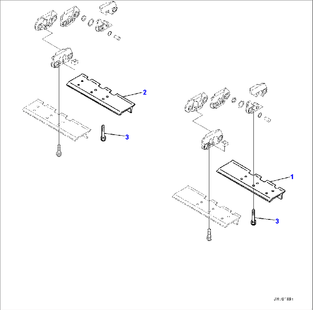 Track Shoe Assembly, Master Shoe and Bolt (#80208-)