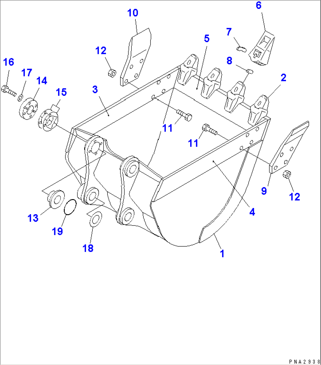 BUCKET¤ 0.45M3 WIDTH 860MM (VERTICAL PIN TYPE)