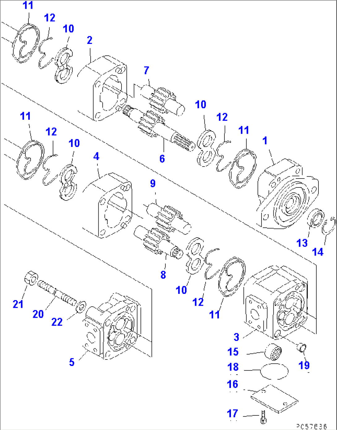 HYDRAULIC PUMP (FOR WORK EQUIPMENT AND STEERING)(#4732-)