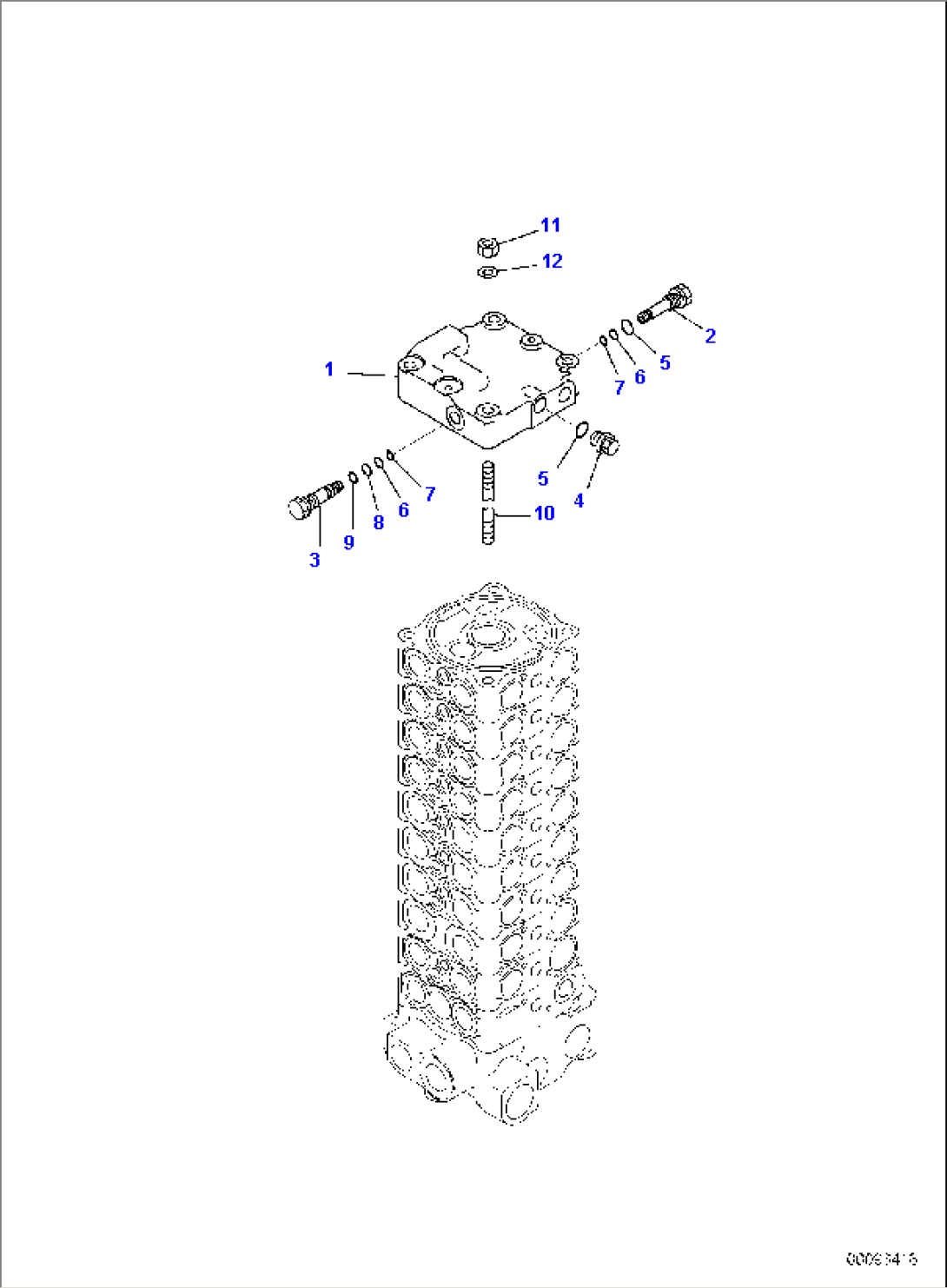 MAIN CONTROL VALVE, FOR MACHINE WITH 2-PIECE BOOM, INNER PARTS (6/15)