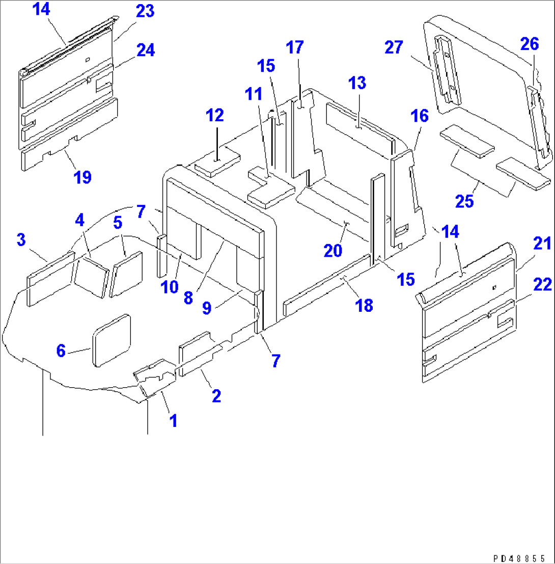 NOISE ABATEMENT PARTS (FOR FLOOR FRAME AND ENGINE HOOD) (WITH TACHOGRAPH)(#60001-)