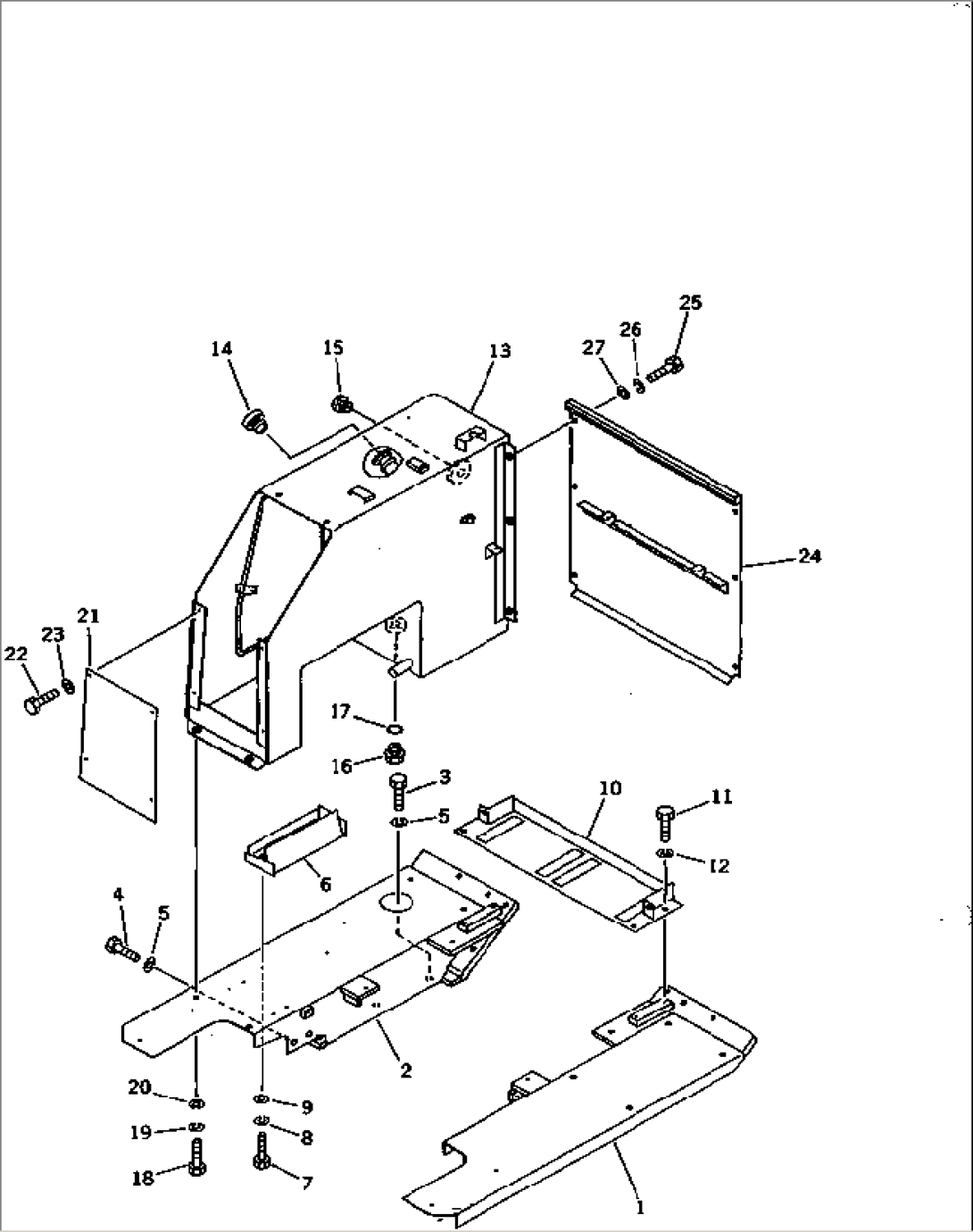 REAR COVER AND HYDRAULIC TANK (WITH ROPS CAB)