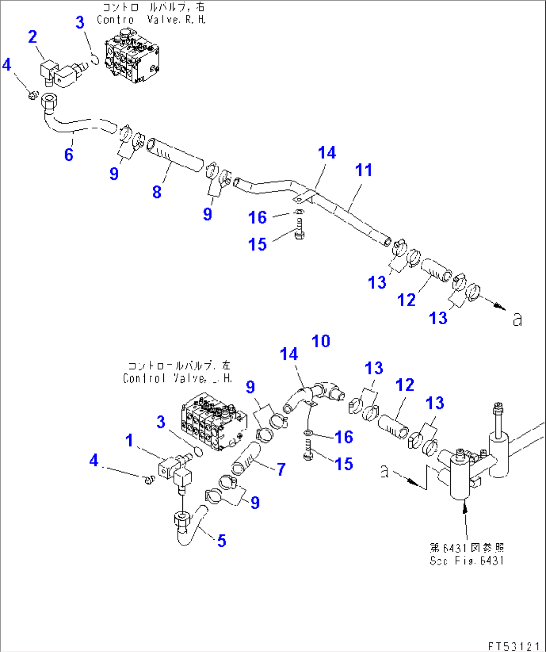 HYDRAULIC PIPING (CONTROL VALVE TO RETURN CONFULUENCE TUBE)