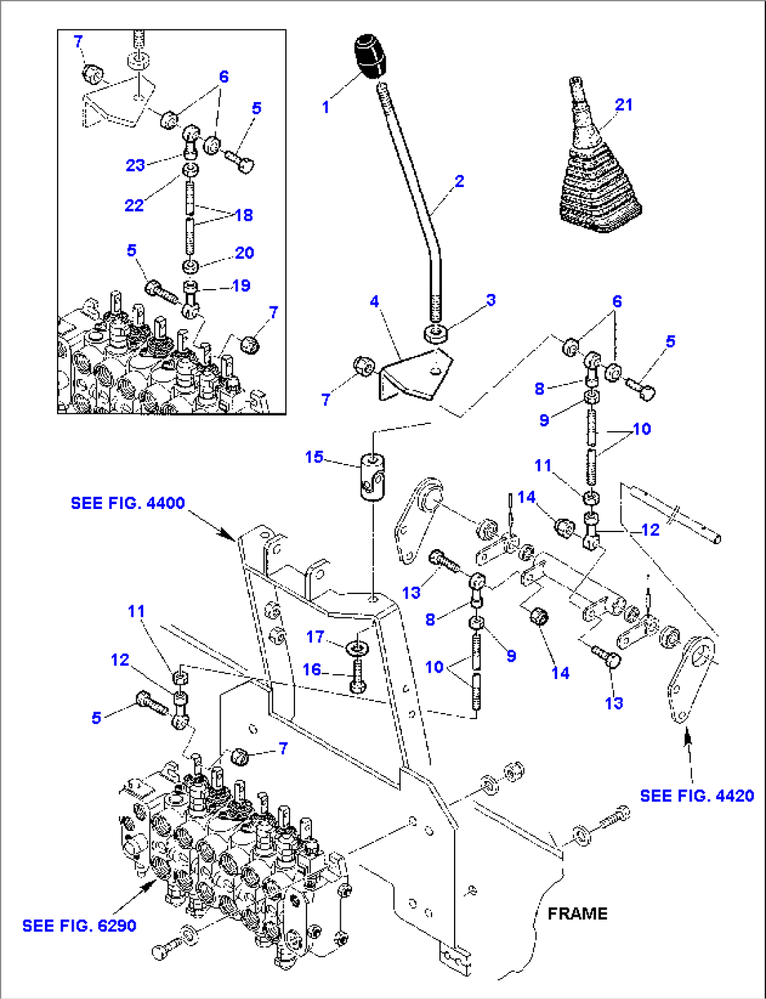 BACKHOE CONTROL LEVERS - KOMATSU LAYOUT CONTROL (2/2)