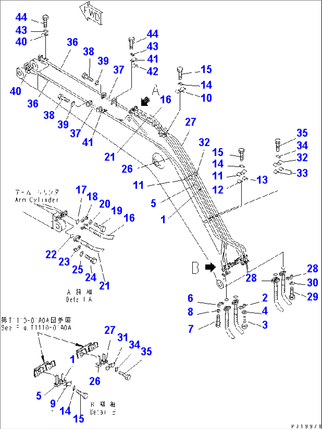 BOOM (ARM CYLINDER LINE AND BUCKET CYLINDER LINE)(#31180-)