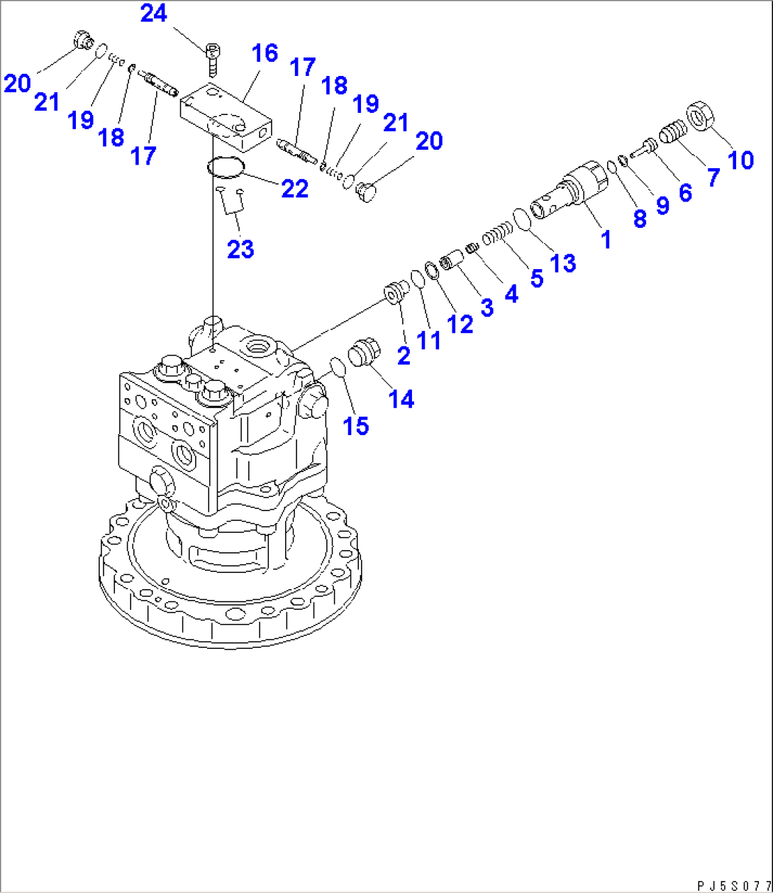SWING MOTOR (3/3) (WITH SWING BY-PASS VALVE)(#52852-)