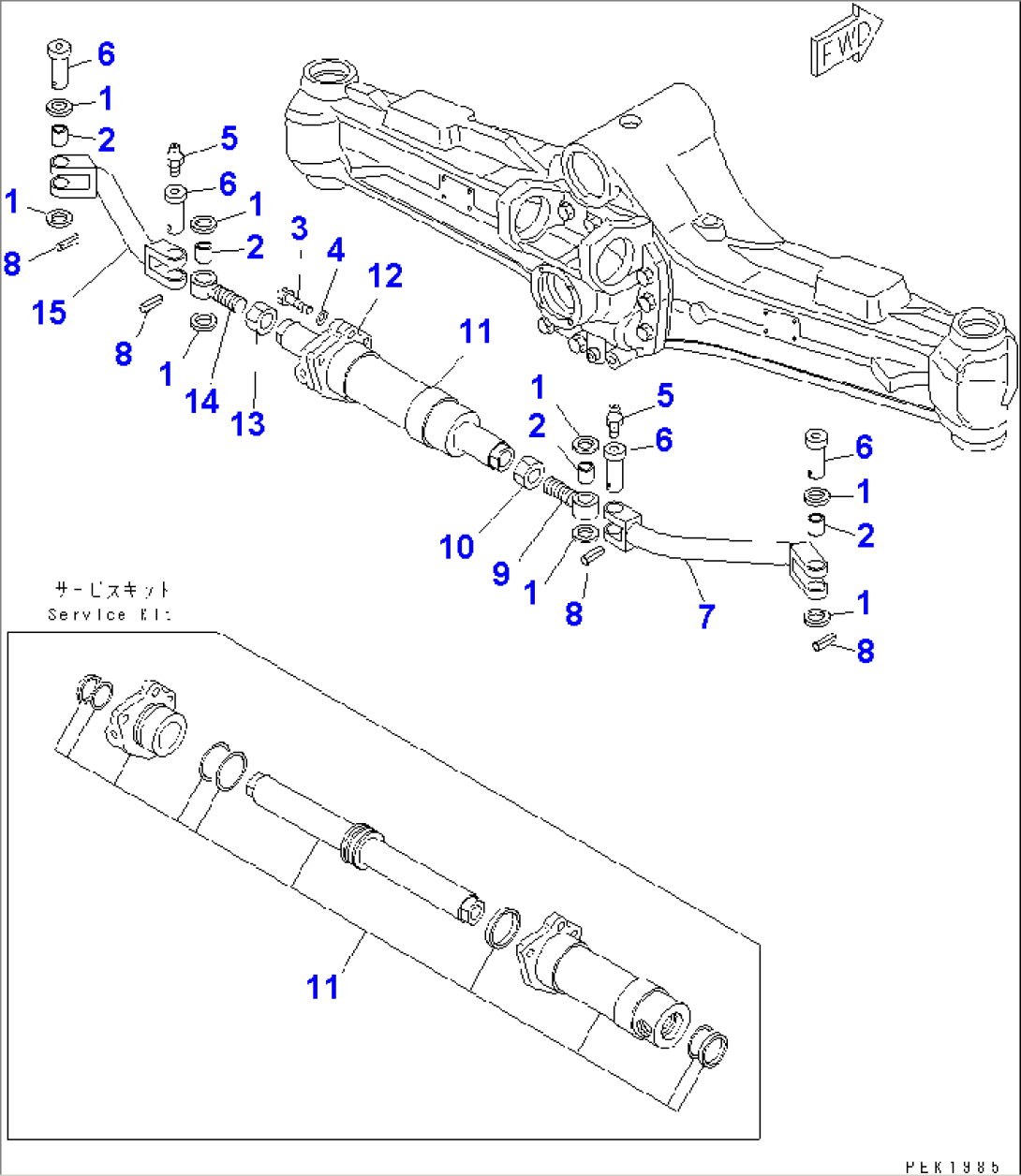 FRONT AXLE (STEERING CYLINDER AND TIE ROD)