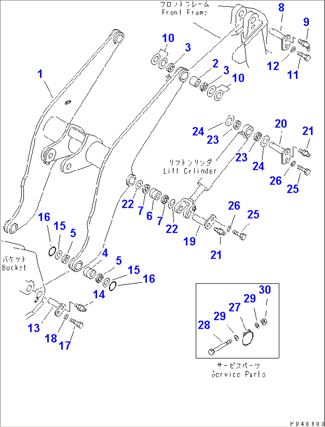 LIFT ARM (WITH FRONT ATTACHMENT) (WITH 4-SPOOL CONTROL VALVE)(#60001-)