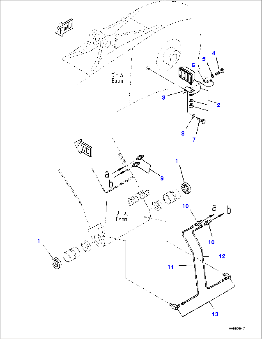 Boom, 5700mm Lubrication Piping and Working Lamp, 100 Hours Lubrication Interval(PC200-8M0)