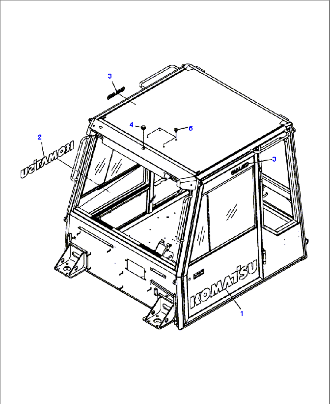 K0200-14A0 CAB KOMATSU DECAL (S/N A11001-A11184 )