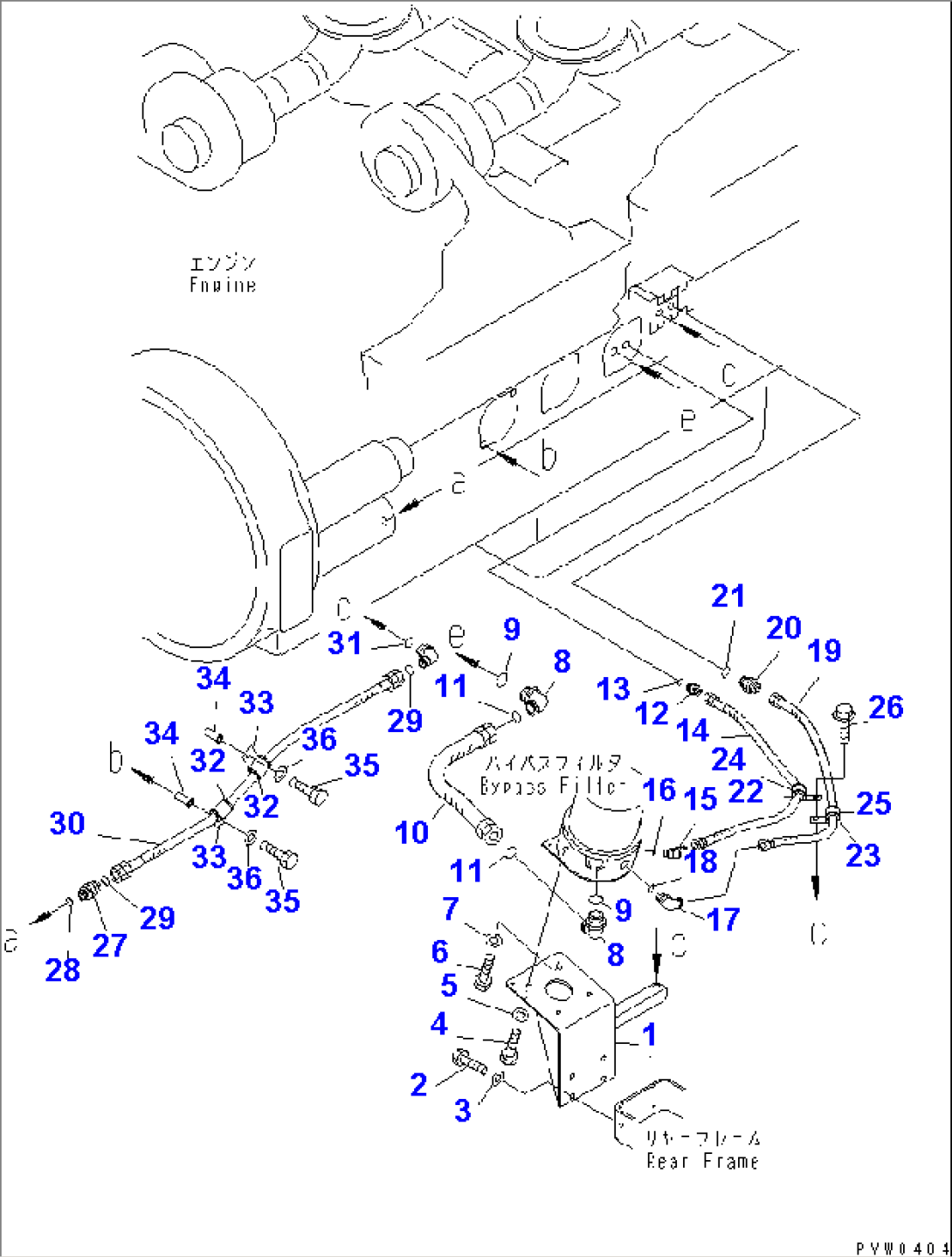 ENGINE (BYPASS OIL FILTER AND PIPING)(#50001-50078)