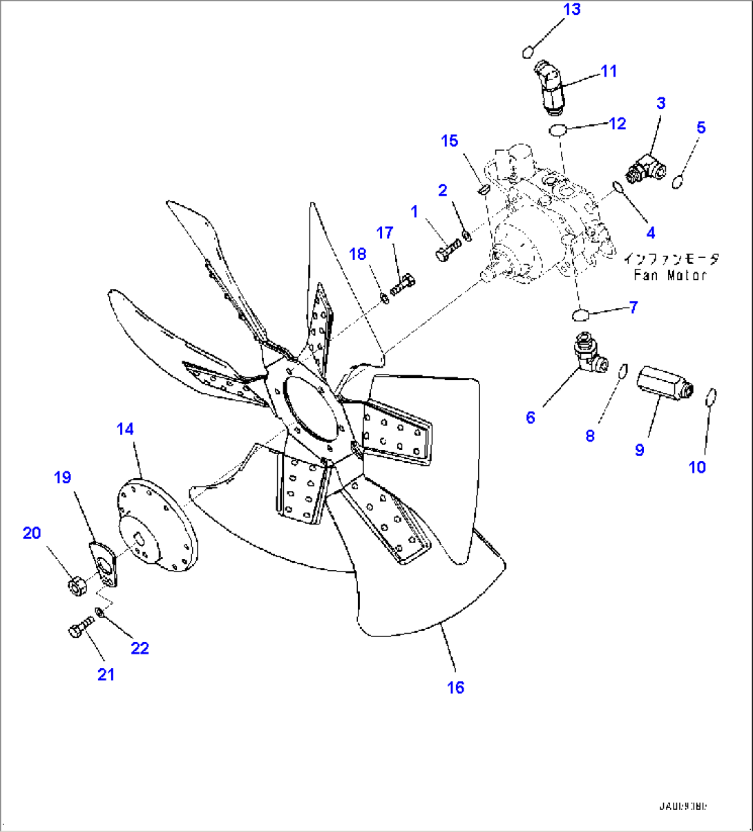 Cooling System, Fan Motor Mounting (#30001-)