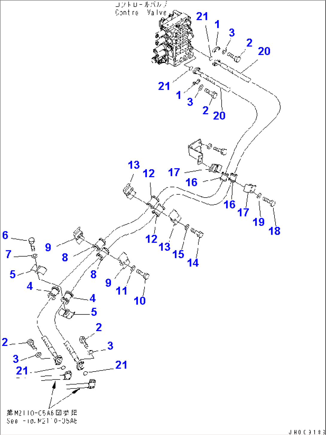 BLADE LIFT PIPING (MAIN FRAME) (COLD WEATHER (B) SPEC.)(#65275-)