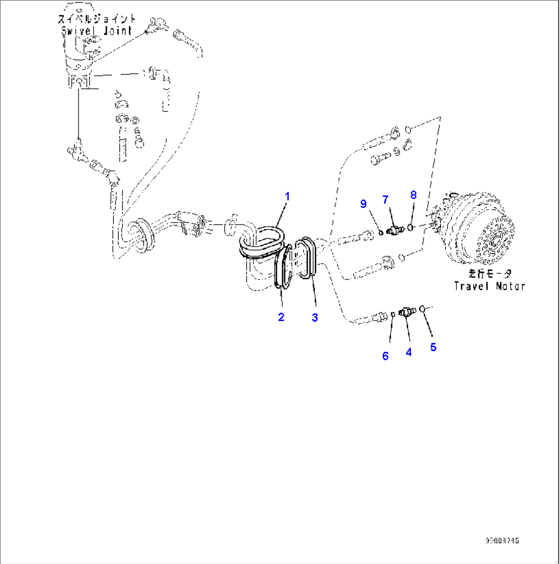 Track Frame, Travel Piping L.H. (#65001-)