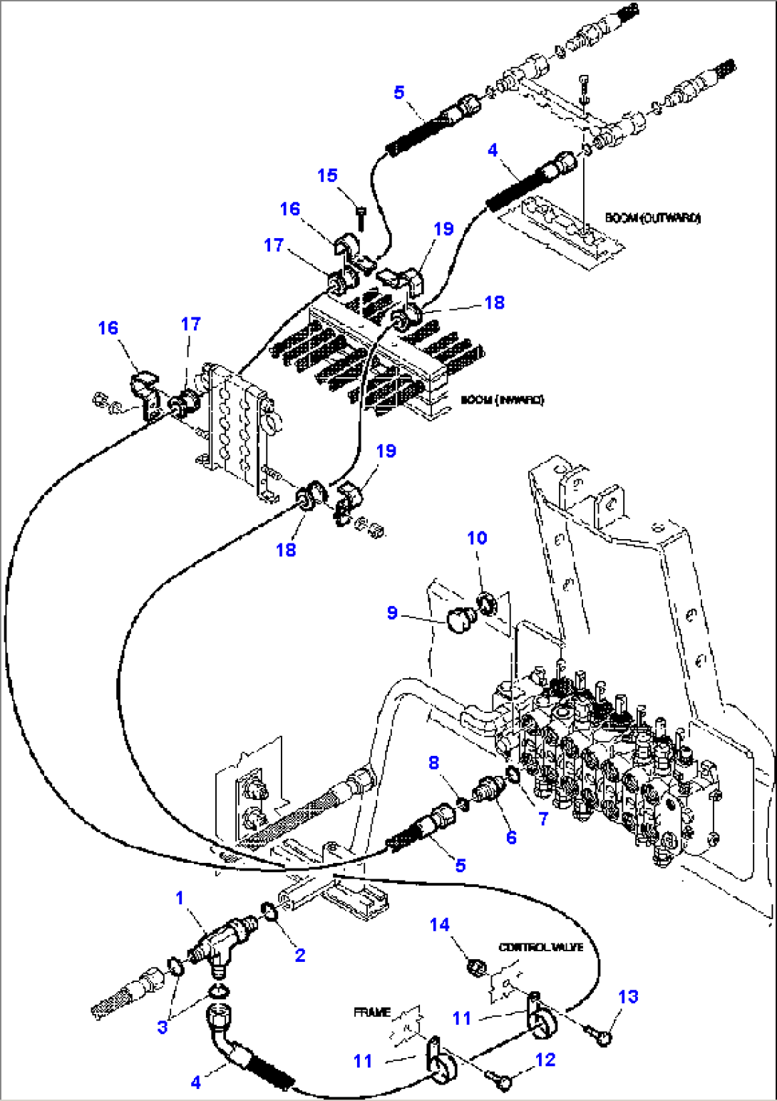 FIG. H6820-01A0 HYDRAULIC PIPING - HAMMER LINE - CONTROL VALVE TO BOOM